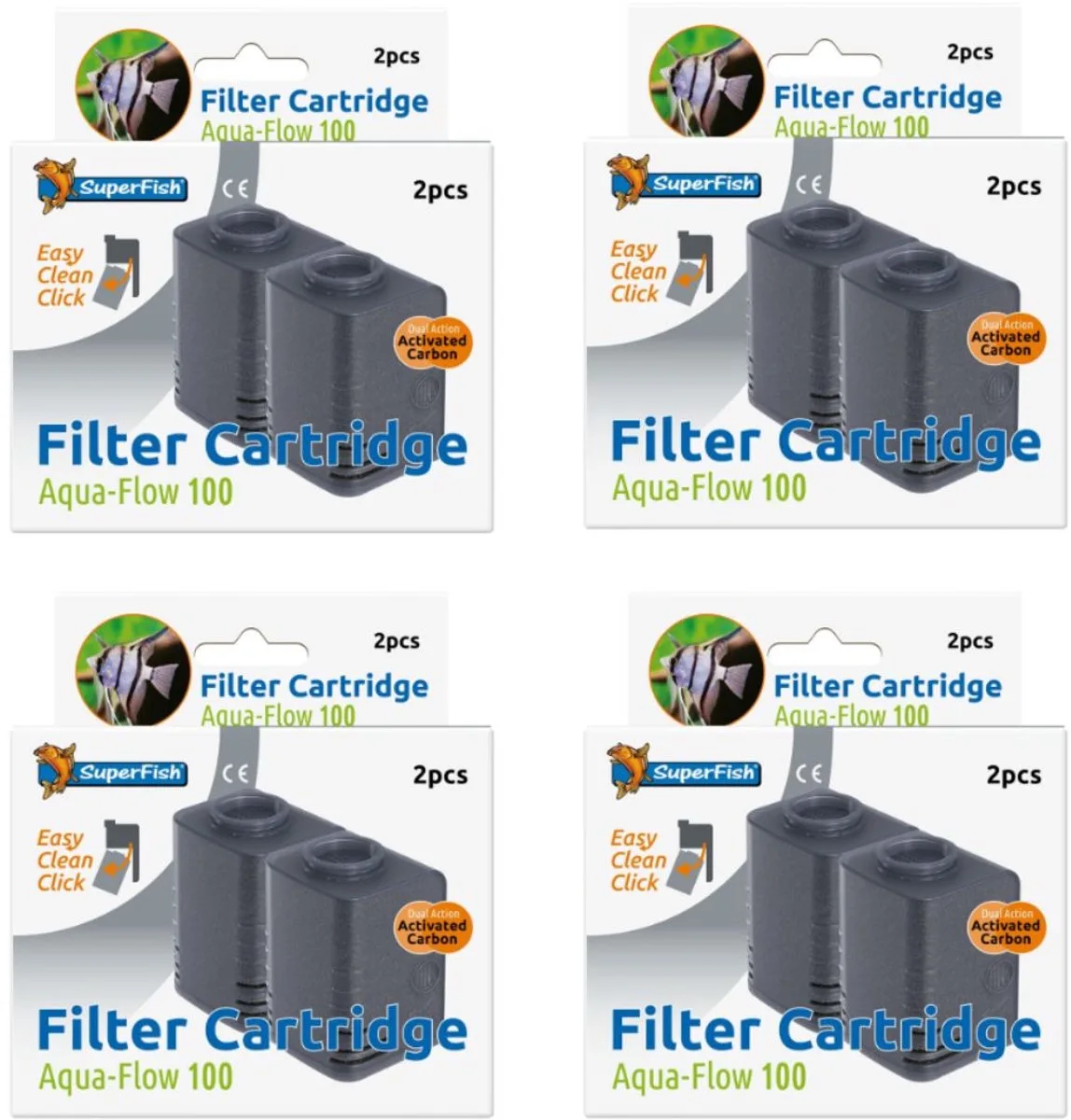 Aquaflow Cartridge 100 - Voordeel set - 4 verpakkingen - 8 Cartridges de SuperFish – photo produit