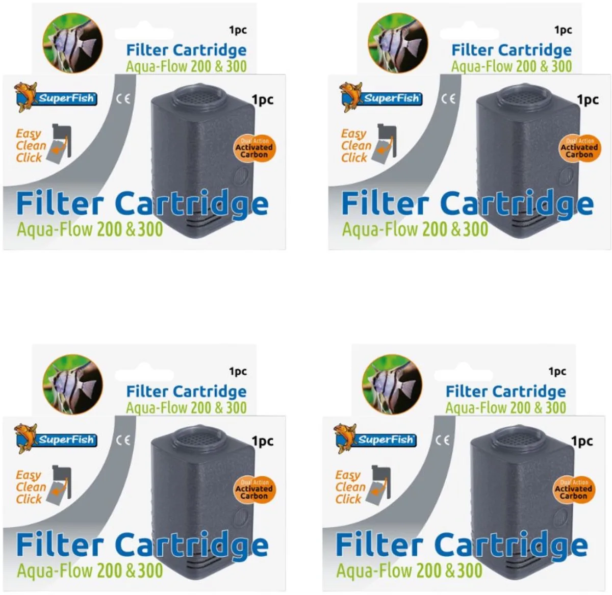 Aquaflow Cartridge 200 - Voordeel set - 4 verpakkingen - 4 Cartridges från SuperFish – produktbild