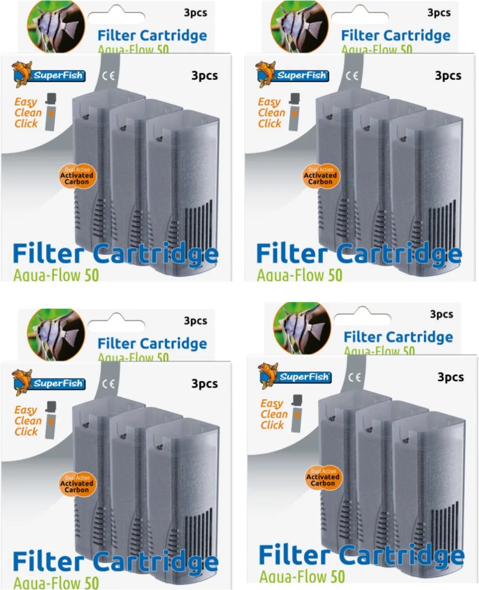 Aquaflow Cartridge 50 - Voordeel set - 4 verpakkingen - 12 Cartridges de SuperFish – photo produit