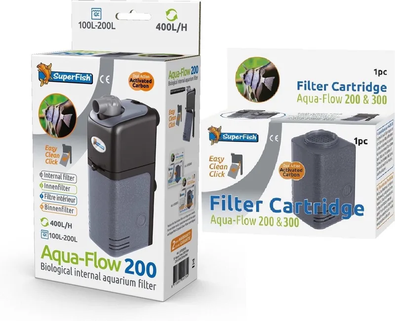 AquaFlow Dual Action 200 - Aquariumfilter - 400 L/H + navulling 1 st by SuperFish – product photo