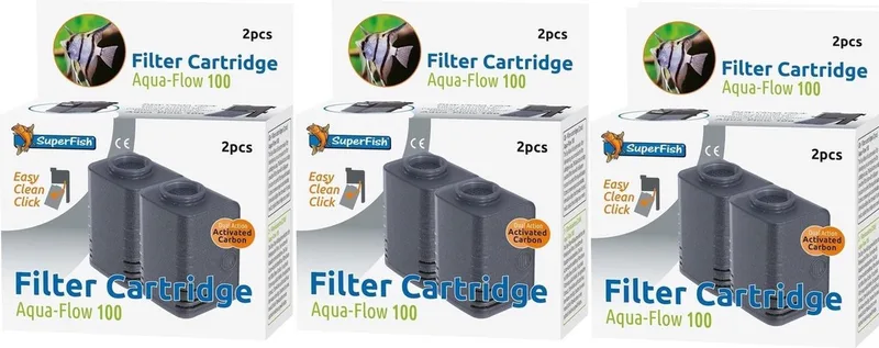 AquaFlow Easy Click 100 Cartridge - Aquariumfilter - 3 x 2 Stuks by SuperFish – product photo