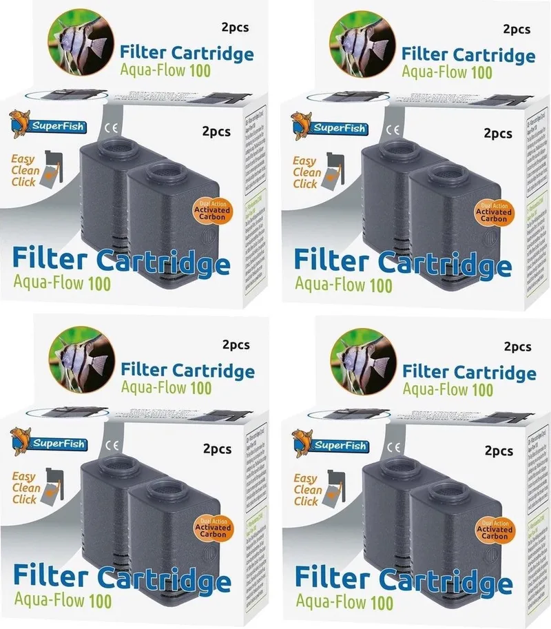 AquaFlow - Easy Click 100 Cartridge - Aquariumfilter - 4 x 2 Stuks - Voordeelverpakking by SuperFish – product photo