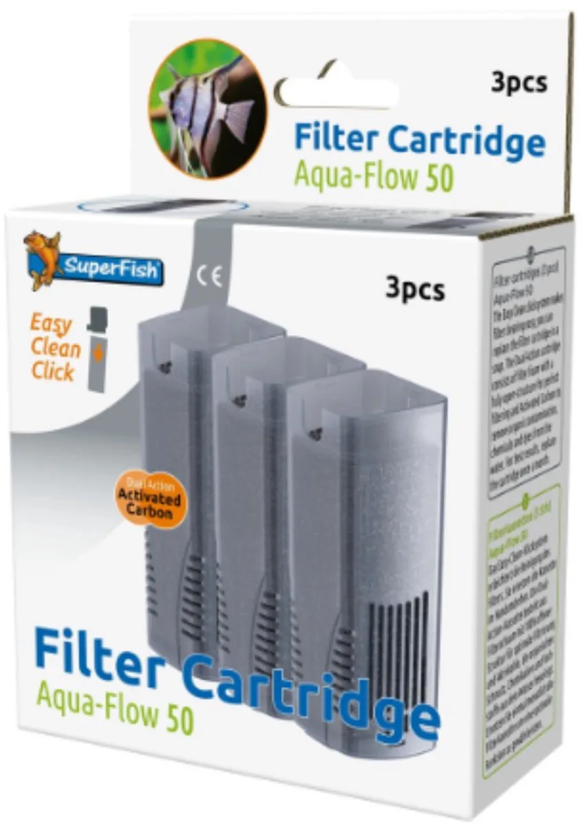 Aquaflow Filterset 50 | 100L/H | Met 3 extra vervangende SuperFish Aquaflow Easy Click Cartridge de SuperFish – photo produit