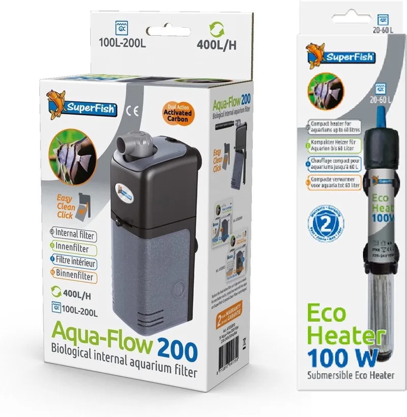 Aquariumfilter - AquaFlow Dual Action 200 + eco heater 100w by SuperFish – product photo