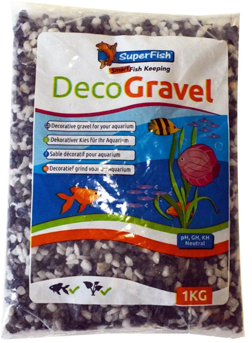 Deco Grind Mix Wit-Zwart-Grijs 1KG de SuperFish en Blanc – photo produit