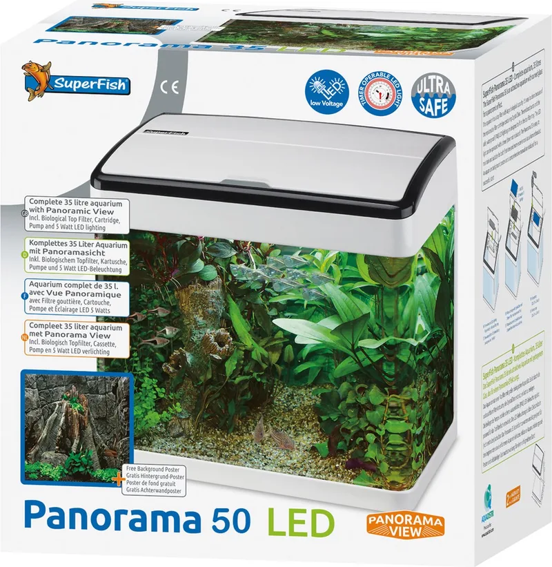 Panorama Aquarium - 45.5x29.5x45.5 cm - 50L by SuperFish in White – product photo