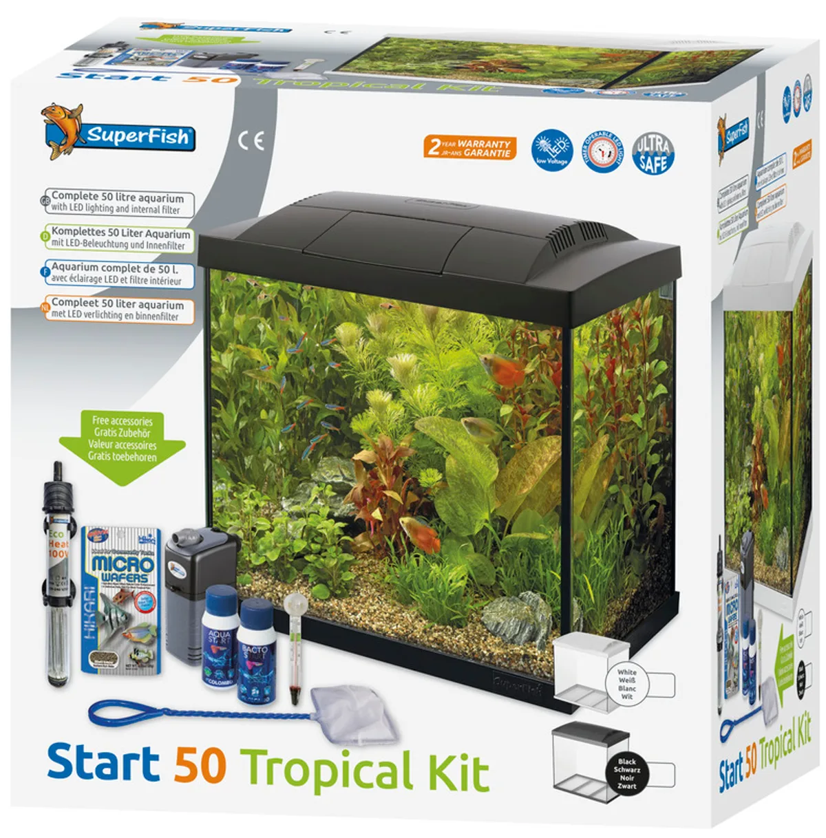 SF Tropical Set 150 Aquarium weiß inkl. Filter, Heizer, Wasseraufbereiter, Kescher usw. by SuperFish – product photo