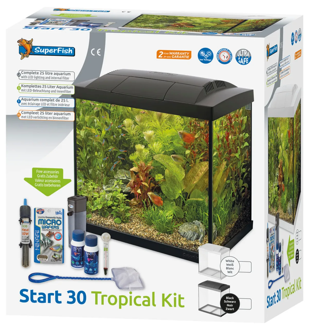 SF Tropical Set 30 Aquarium schwarz inkl. Filter, Heizer, Wasseraufbereiter, Kescher usw. de SuperFish – photo produit