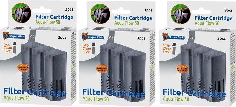 Superfish 50 AquaFLow Easy Click Cartridge - Aquariumfilter - Navulling - 3 x 3 Stuks by SuperFish – product photo