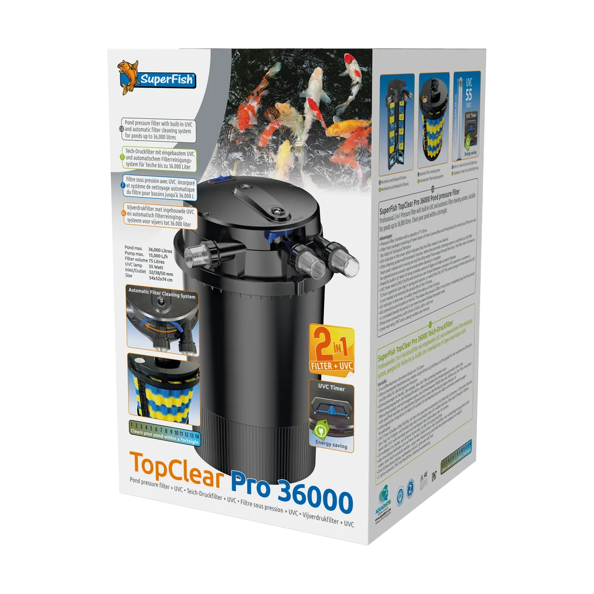 Topclear Pro 36.000 UVC-55 W Teichdruckfilter van SuperFish – productfoto
