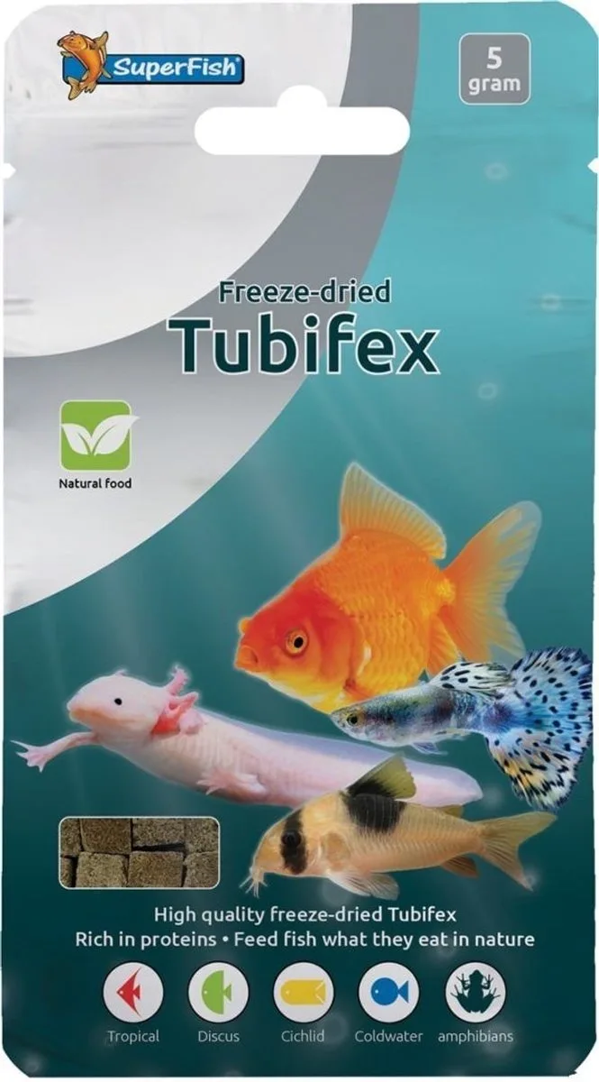 Tubifex - Gedroogde Tubifex Blokjes van SuperFish – productfoto