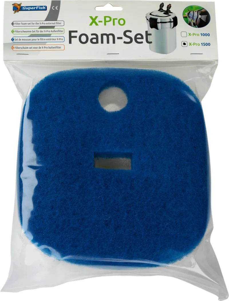 X Pro Aquarium Buitenfilter 2000 Schuimset - Filtermateriaal - Blauw Wit 3 stuks de SuperFish – photo produit