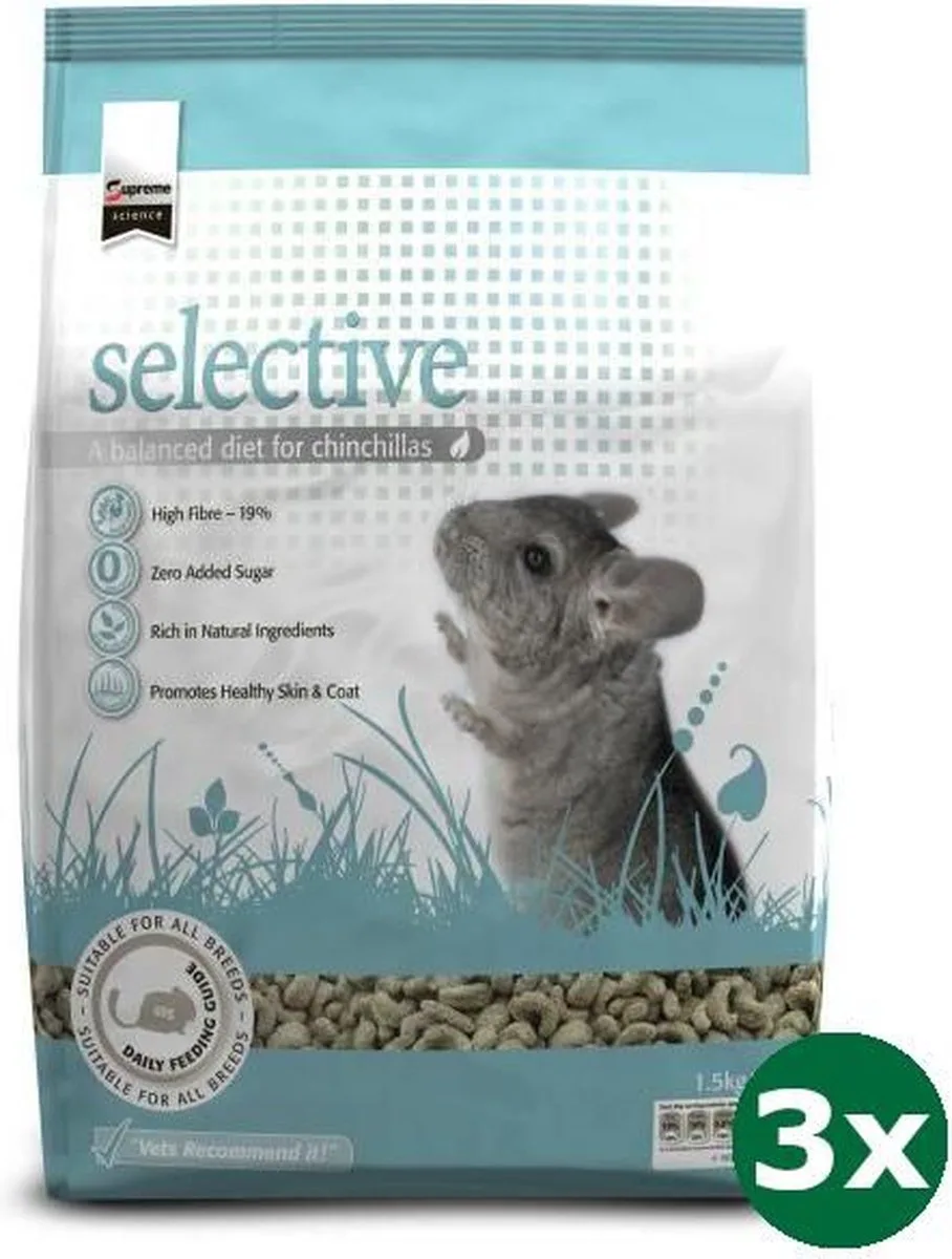 3x1,5 kg Supreme science selective chinchilla från Supreme Petfoods – produktbild