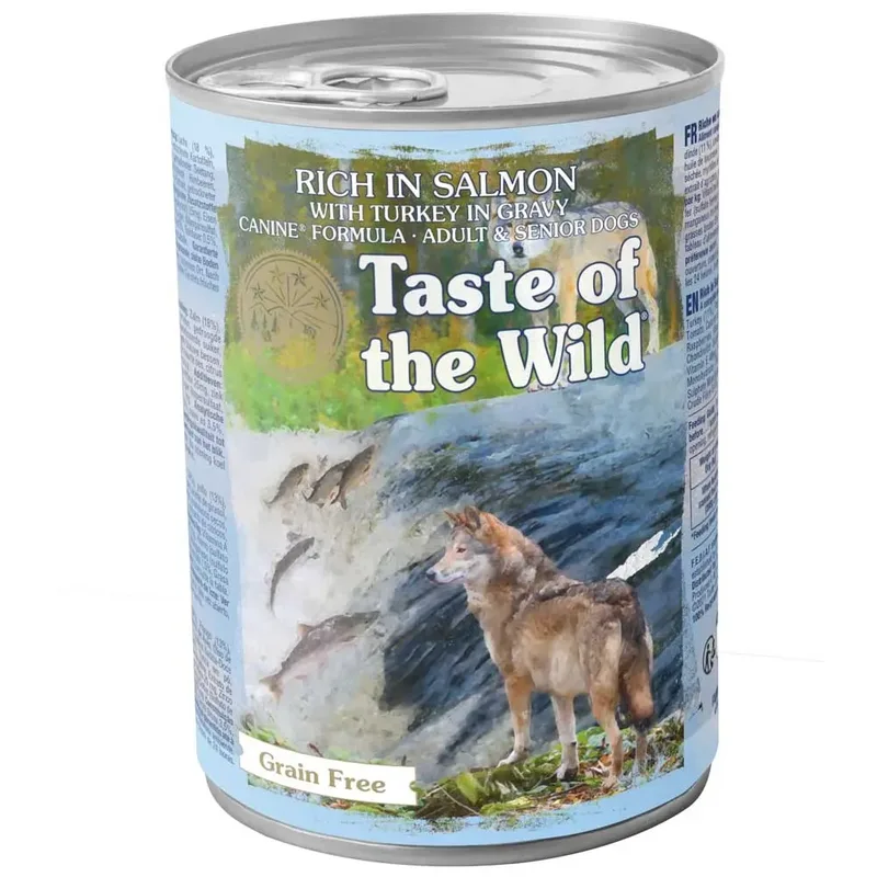 Natvoer Voor Volwassen Senior Honden Zalm & Kalkoen 12x390g de Taste of the Wild – photo produit