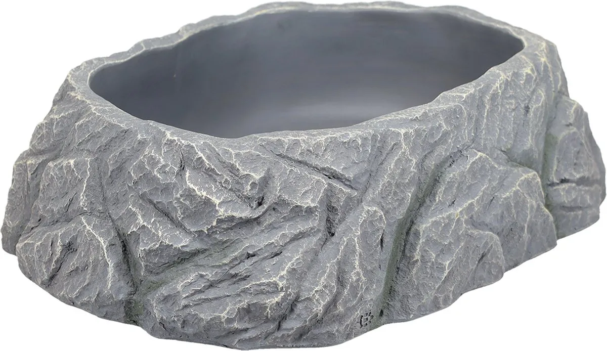 Big Bowl Badschaal - Waterbak voor Reptielen en Amfibieën met Treden - Maat XL 50x43x13cm van Terra Della in Grijs – productfoto