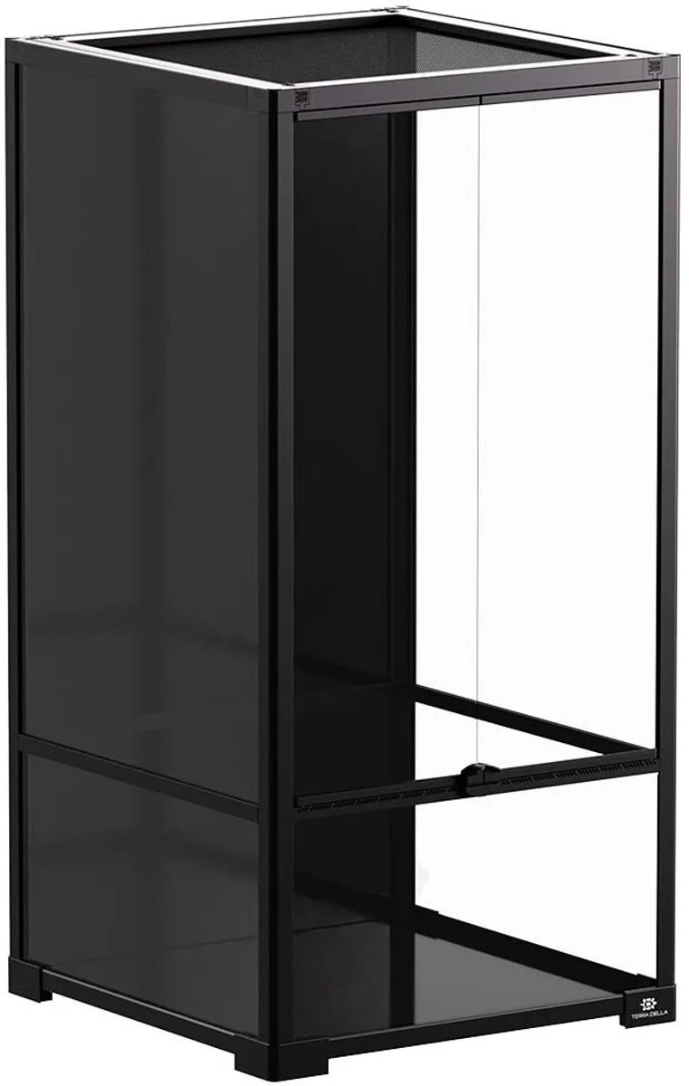 Knockdown glasterrarium 45 x 45 x 90 cm voor reptielen, amfibieën en insecten fra Terra Della i Sort – produktbillede