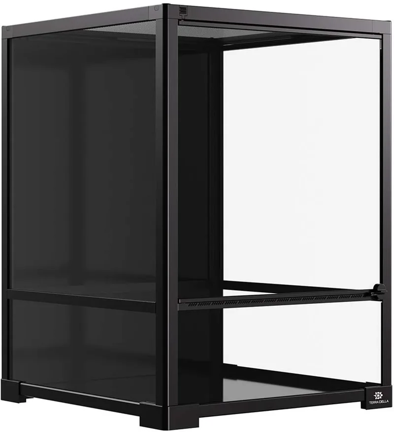 Knockdown terrarium 45 x 45 x 60CM met metalen bovenrooster en waterdichte bodem by Terra Della in Black – product photo
