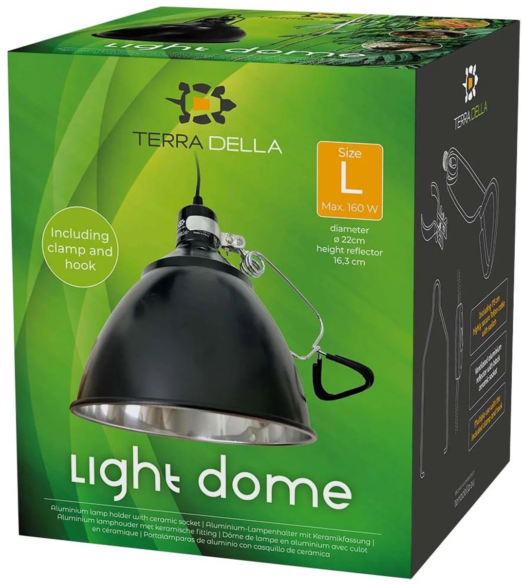Lamphouder 14 cm | aluminium reflector | keramische fitting | 175 cm kabel Large - 22x22x16.3cm by Terra Della in Black – product photo