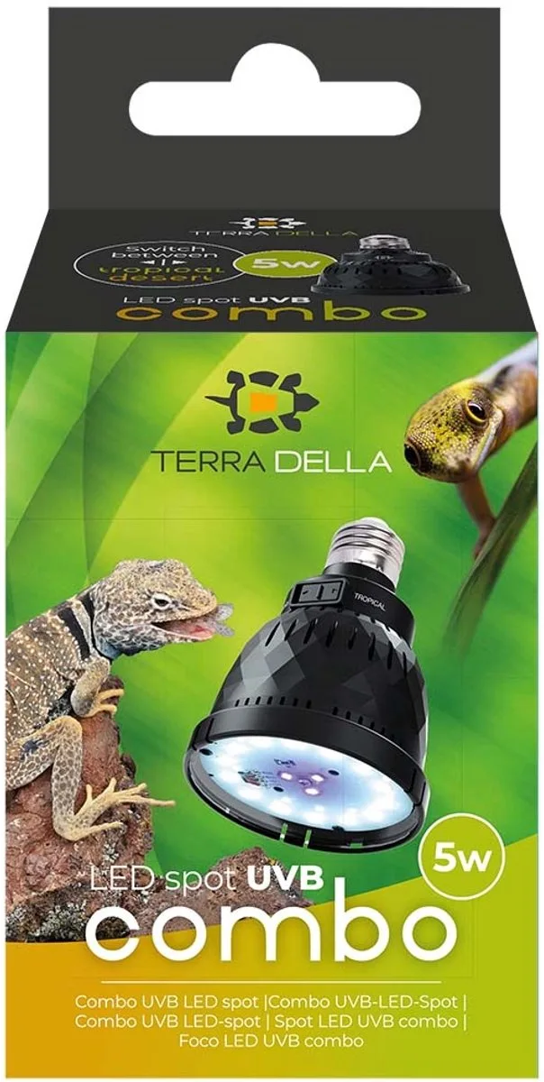LED UVB combo lamp tropisch | woestijn 5W 8x8x11 cm de Terra Della en Noir – photo produit