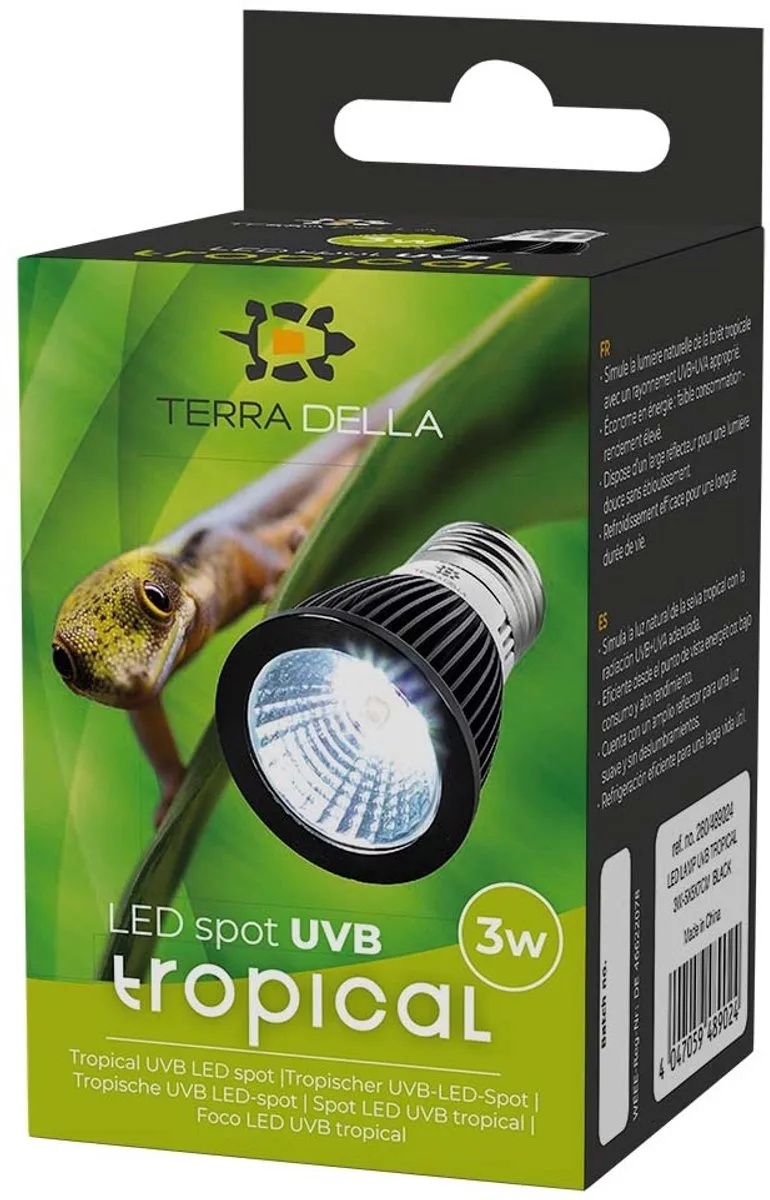 LEDlamp UVB tropisch | 3W | 5x5x7 cm | UVA + UVB terrariumspot de Terra Della en Noir – photo produit