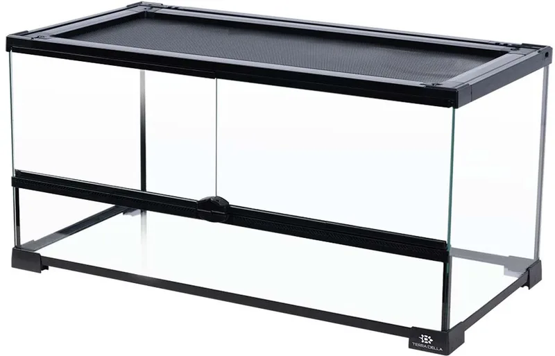 Terrarium glas 60 x 30 x 30cm met waterdichte bodem en ventilatierooster de Terra Della en Transparent – photo produit