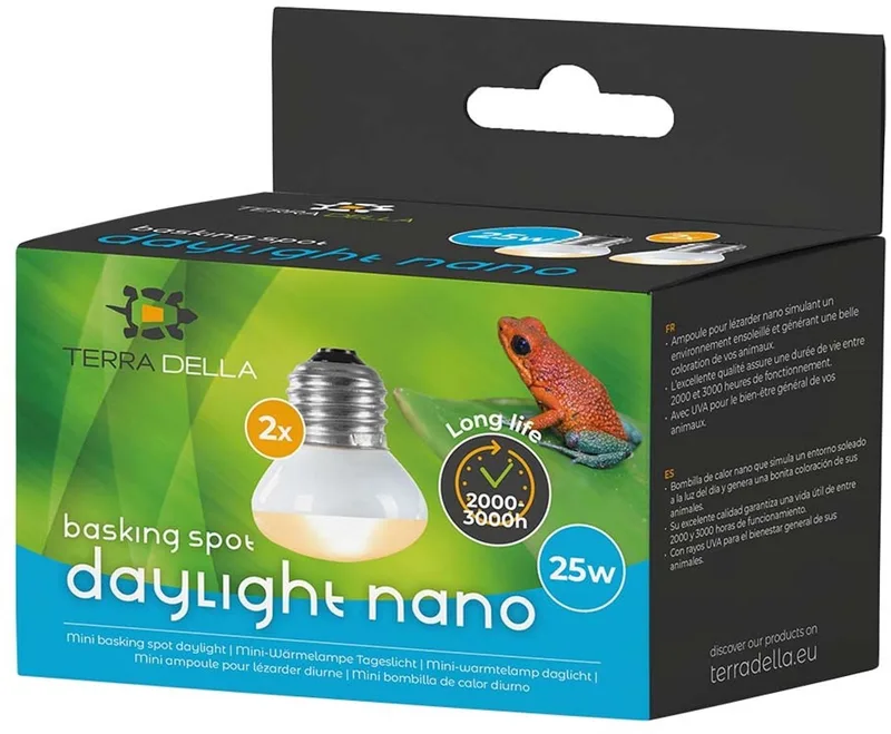 Warmtelamp Daglicht Nano 25 Watt set van 2 voor terrarium de Terra Della en Warm wit daglicht ca. 2500 K met neodymium – photo produit