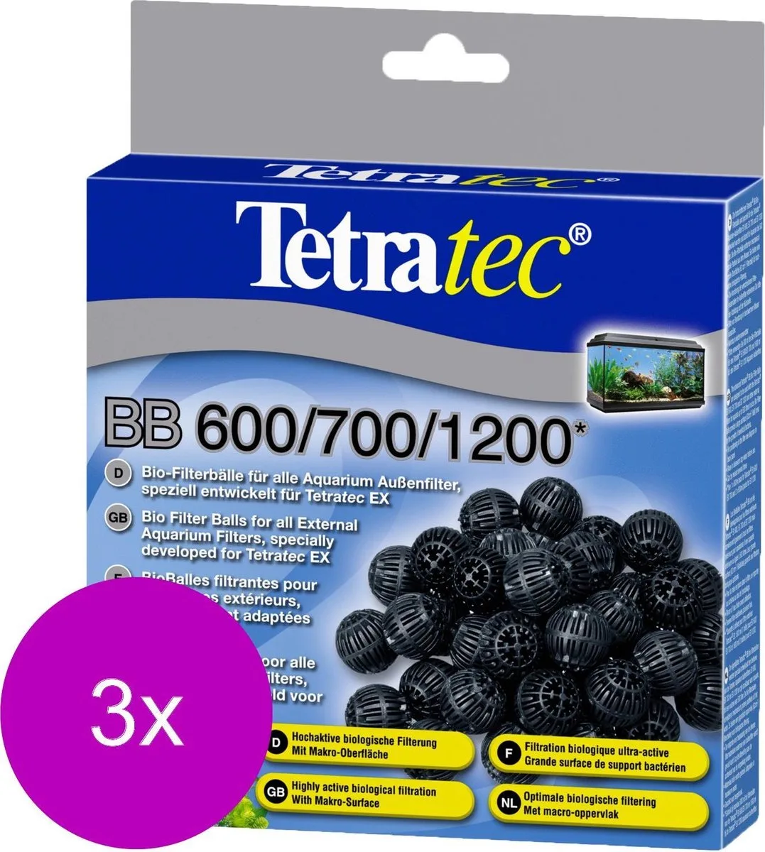 Tec Ex Bb Bio Filterballen - Filtermateriaal - 3 x 800 ml 400-600 de Tetra – photo produit