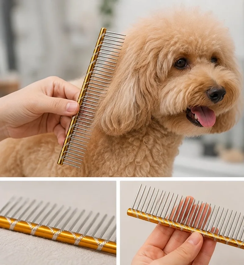 Hondenkam - Honden Kam - Fantasy - 16 cm - Grof en fijn by Tools-2-Groom in Gold – product photo