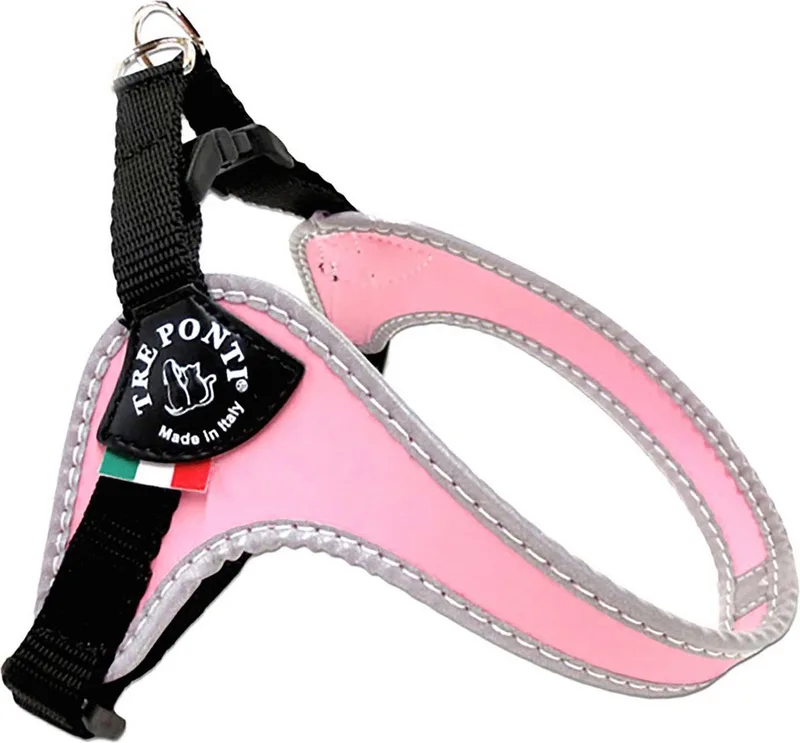 Fibbia Basic Tuig Roze&Reflecterend - Hondenharnas - 28 - 37 cm by Tre Ponti in Pink – product photo