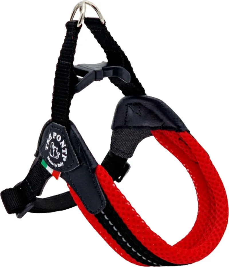 Fibbia Verstelbaar Hondentuig Mesh - Hondenharnas - Rood&Reflectie 28-37 Cm Tot 3 Kg by Tre Ponti in Red – product photo