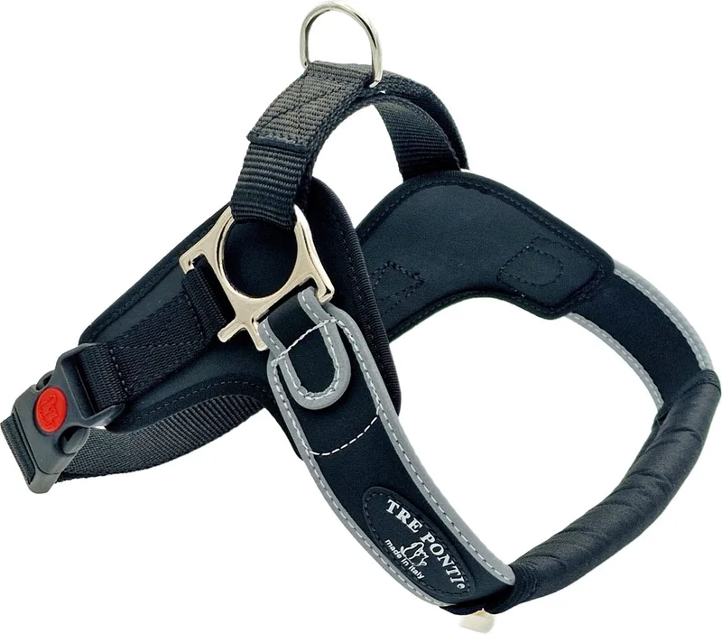 Forza Tuig Zwart&Reflectie - Hondenharnas - 64-80 Cm 20/30 Kg by Tre Ponti in Black – product photo