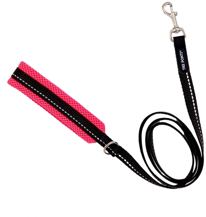Hondenriem Nylon met Mesh handvat 130 cm de Tre Ponti en Rose – photo produit