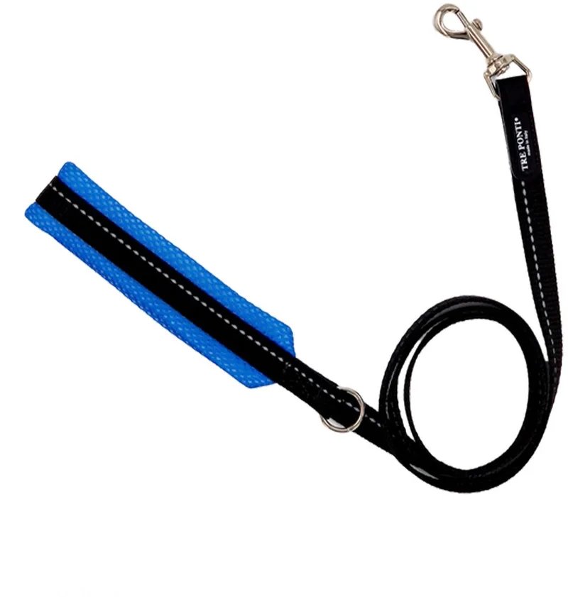Hondenriem Nylon met Mesh handvat 180 cm von Tre Ponti in Blau – Produktfoto
