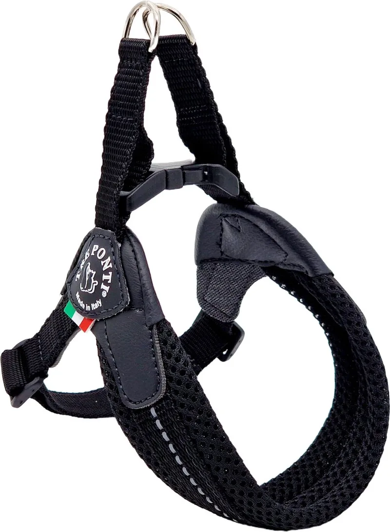 Liberta Hondentuig Mesh Zwart&Reflectie - Hondenharnas - 30 - 40 cm Tot 5 Kg by Tre Ponti in Black – product photo