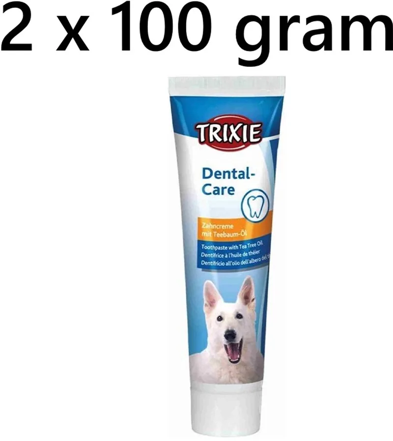** 2 X ** trixie tandpasta voor honden - met tea tree oil - voorkomt en verminderd tandplak en tandsteen - 100 gr = 200 gr by Trixie – product photo