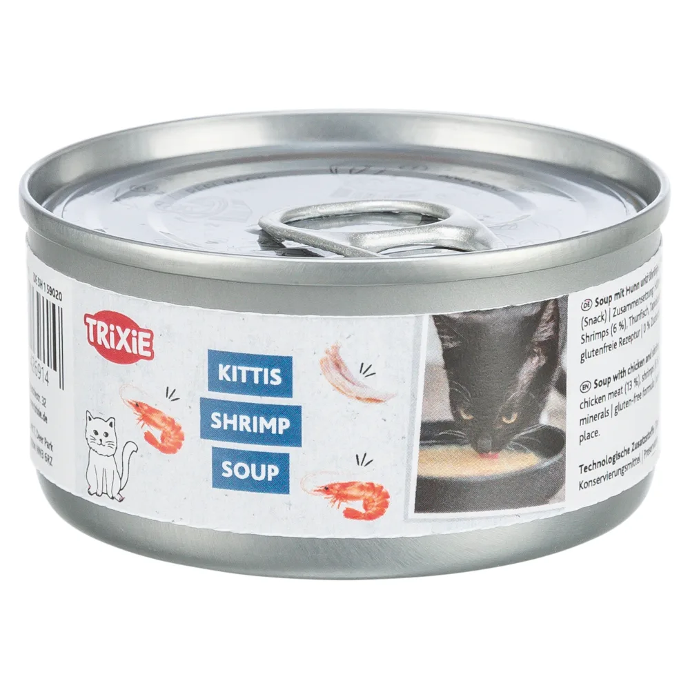 4x 80g Trixie Kittis Soep Kip & Garnalen kattensnacks van Trixie – productfoto