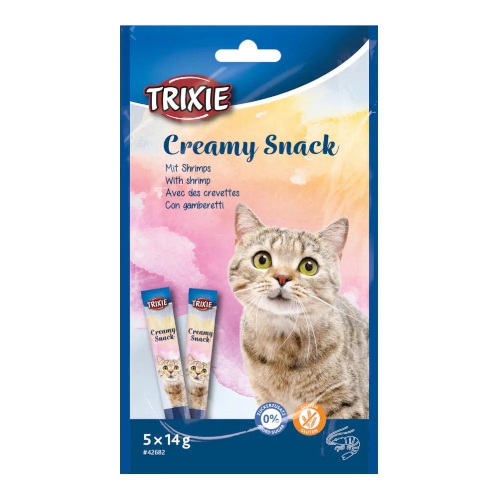 5x14g Trixie Creamy Snack met garnalen kattensnacks van Trixie – productfoto