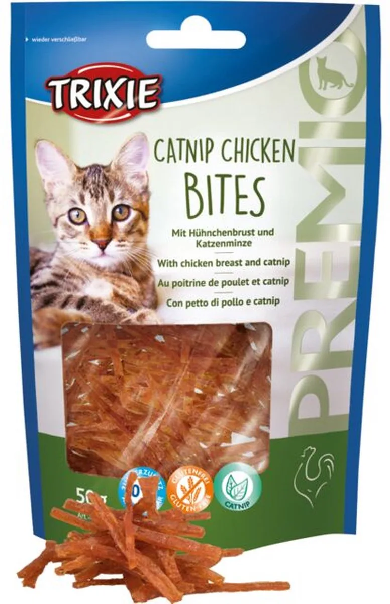 Catnip Chicken bites - kattensnoepjes - 5 zakjes van 50 gram van Trixie – productfoto