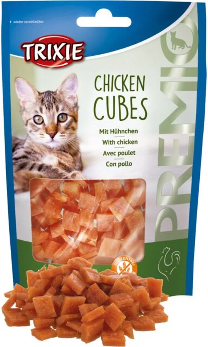 Chicken Cubes - Kattensnack - 5 zakjes van 50 gram by Trixie – product photo