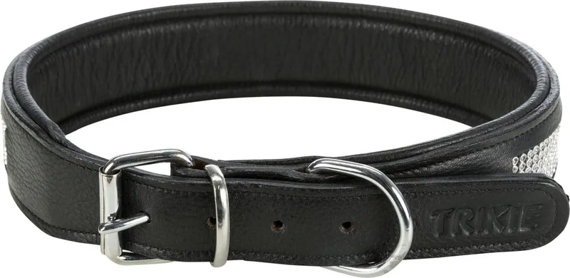 Halsband Hond Active Comfort Met Strass Steentjes Leer by Trixie in Black – product photo
