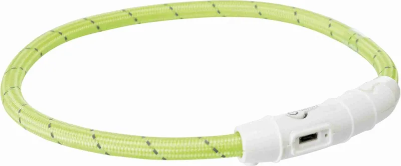 Halsband Hond - Flash Lichthalsband - USB - TPU/Nylon - 45X0.7 cm by Trixie in Green – product photo