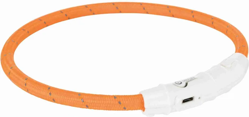 Halsband Hond - Flash Lichthalsband - USB - TPU/Nylon - 45X0.7 cm fra Trixie i Orange – produktbillede