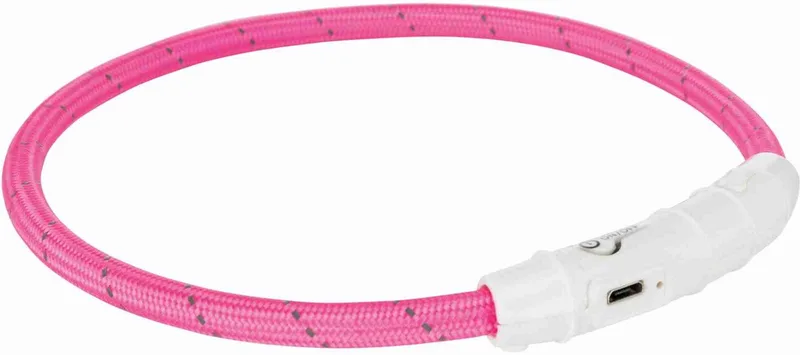 Halsband Hond - Flash Lichthalsband - USB - TPU/Nylon - 45X0.7 cm by Trixie in Pink – product photo