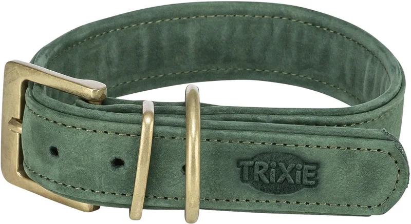 Halsband - Hond - Pure Leer - L - 47-54X4 CM by Trixie in Saliegroen – product photo