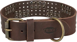 Halsband Hond - Rivet Rustic - Vetleer - S-M - 34-40X3 CM by Trixie in Donkerbruin – product photo 1 of 3