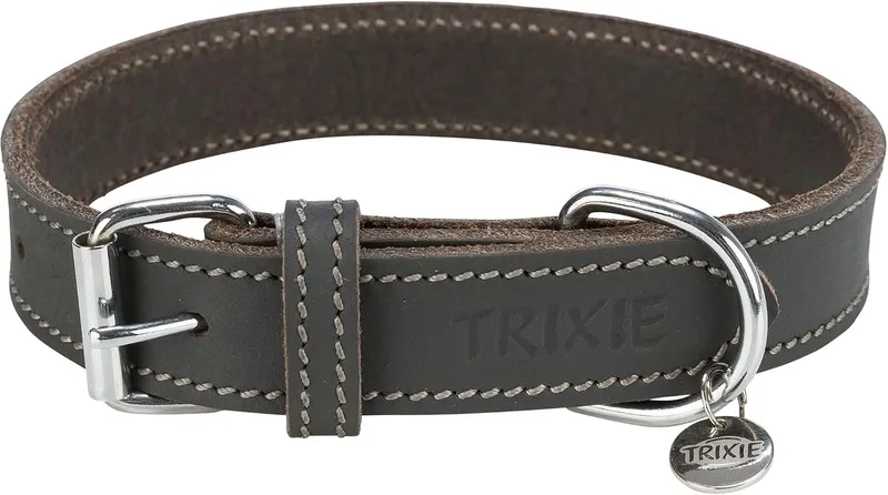 Halsband Hond Rustic Vetleer Grijs by Trixie in Blue – product photo