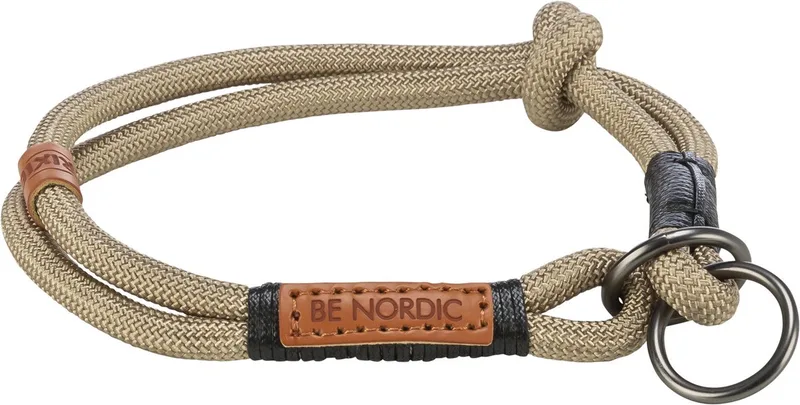 Halsband Hond Trixie - Half-Slip Zand/Zwart - Rond Gewoven Touw 30x0.6 cm by Trixie in Beige met zwart – product photo