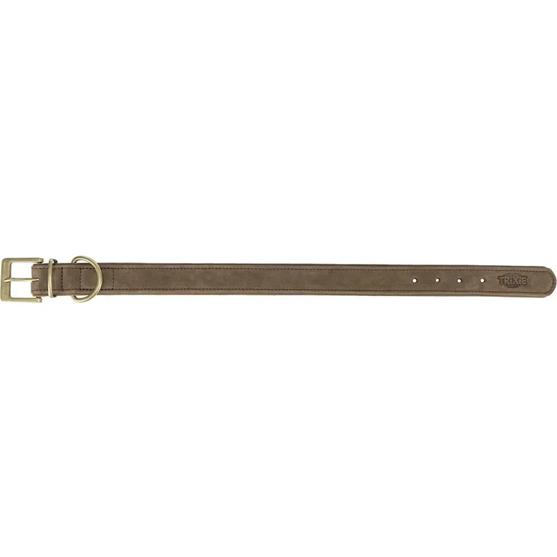 Halsband Hond Trixie - Nubuckleer S-M 31-37x3 cm - Dubbel Gevoerd met D-ring de Trixie en Marron – photo produit 3 sur 3