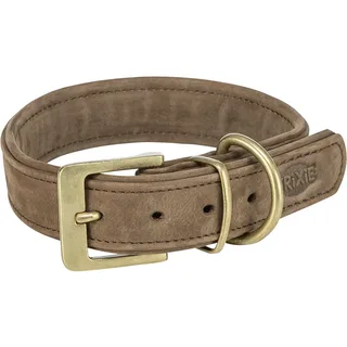 Halsband Hond Trixie - Nubuckleer S-M 31-37x3 cm - Dubbel Gevoerd met D-ring de Trixie en Marron – photo produit 2 sur 3