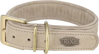 Halsband Hond Trixie - Nubuckleer XS 25-31 cm - Dubbel Gevoerd met D-ring de Trixie en Gris clair – photo produit 1 sur 3